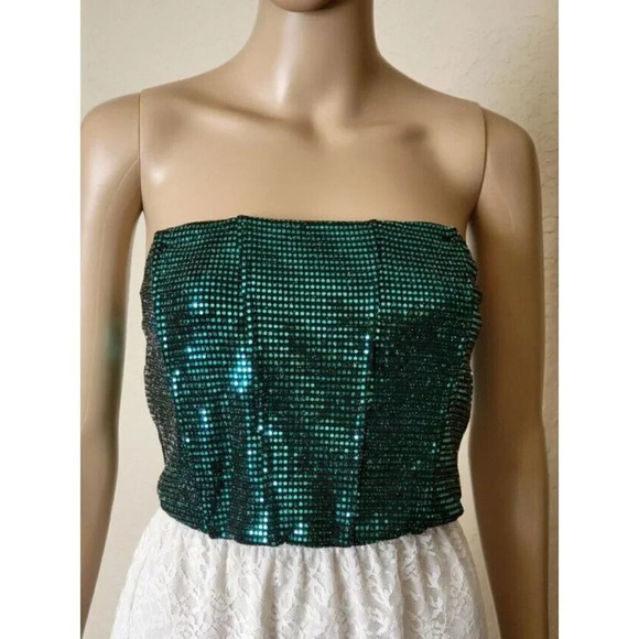 sincerely Jules sequined crop top strapless Corset tube top size M - Picture 1 of 6